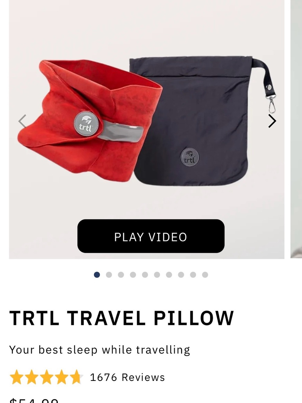 TRTL Travel Pillow – Red Support Pillow for Comfortable Travel